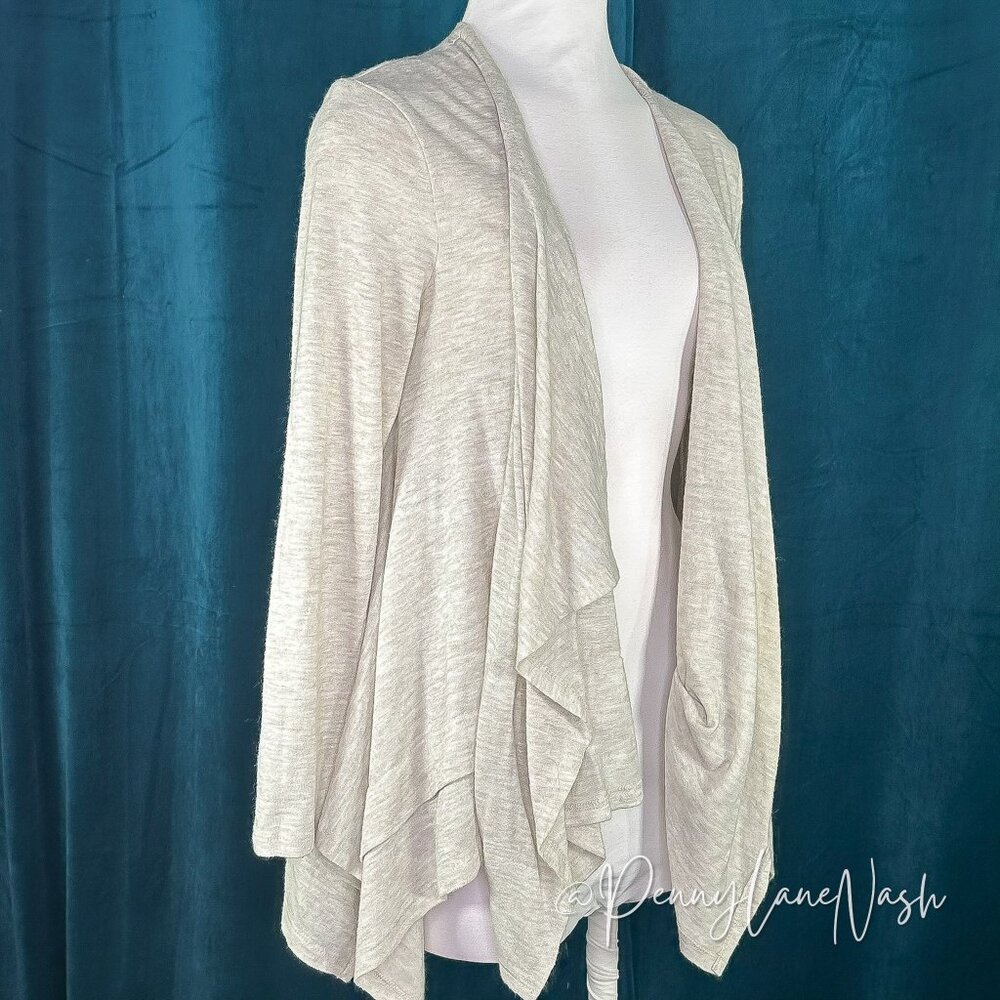 Pursue Draped Open Front Cardigan Sweater Medium M Cream - Picture 2 of 10